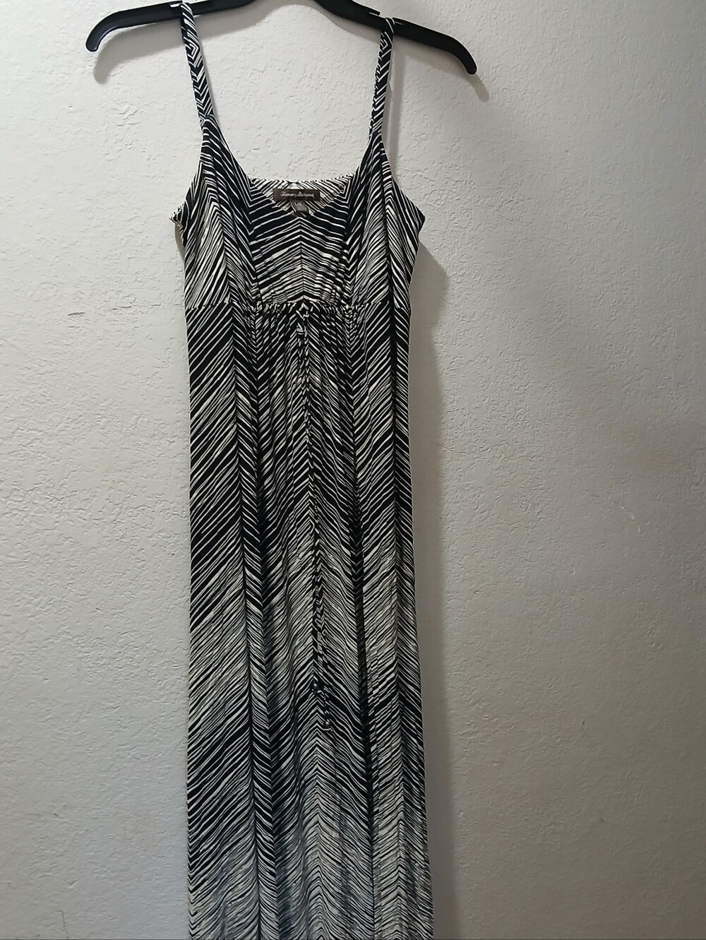 Tommy Bahamasize L Black and White Striped Maxi Dress